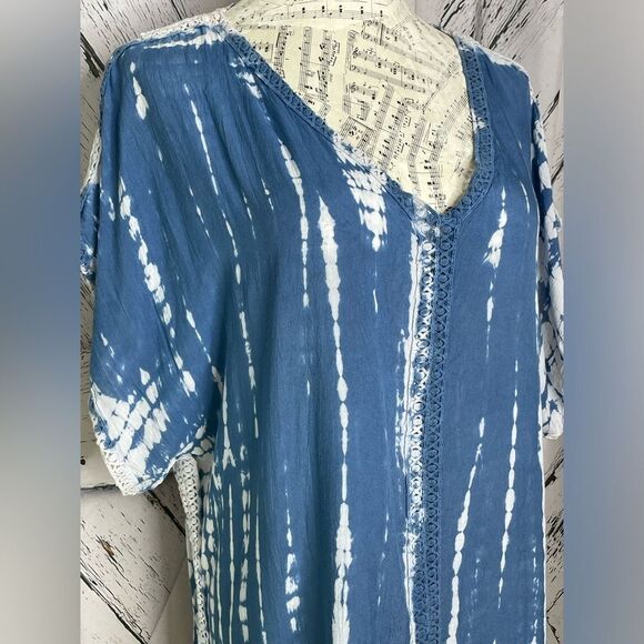 Raya Sun Tie Dye Swim Cover Up Blue M - Picture 3 of 6